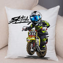 Axyaa Extreme Sports Motorcycle Pattern Cushion - Cartoon Design for Home & Car