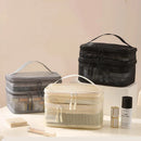 Axyaa Mesh Travel Cosmetic Bag, 2 Layer Toiletry Organizer for Women, Large Capacity Makeup Storage
