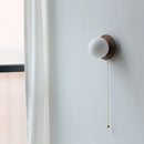 Axyaa Nordic LED Walnut Wood Glass Ball Wall Sconce, Pull Chain Switch, Modern Design