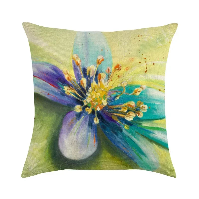 Vintage European Lily Oil Painting Linen Cushion Cover by Axyaa - 45X45CM
