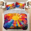 Axyaa Rainbow Sunrise Flower Field Duvet Cover Set - 3 pieces
