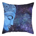 Axyaa Buddha Statue Polyester Cushion Cover for Home Sofa Decor