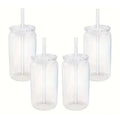 Axyaa 16oz Frosted Straw Water Bottle Bamboo Lid Iced Coffee Cup Reusable Drinkware