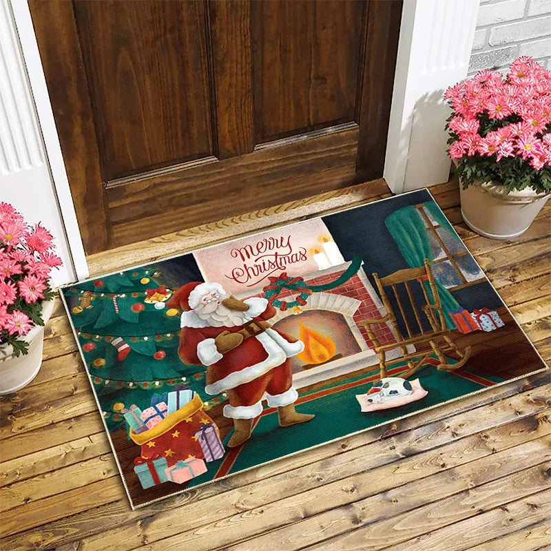 Axyaa Christmas Santa Mat: Festive Home Decoration for Kitchen and Bathroom