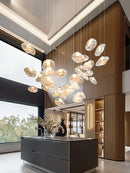 Axyaa Modern Loft Glass Pendant Lights Stairwell Chandeliers for Living Room