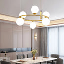Axyaa White Glass LED Chandelier: Modern Minimalist Lighting for Home, Hotel, and Exhibition Hall