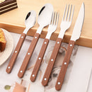Axyaa Wooden Handle Stainless Steel Cutlery Set - 30pcs Flatware Tableware