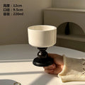 Axyaa Vintage Ceramic Goblet with Wooden Stem - 220ml Home Drinkware