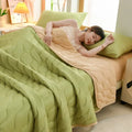 Axyaa Floral Summer Blanket & Pillowcase Set - Soft Knitted Duvet, Breathable & Skin-Friendly