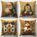 Axyaa Christmas Santa Snowman Pillowcase - Festive Sofa Cushion Cover