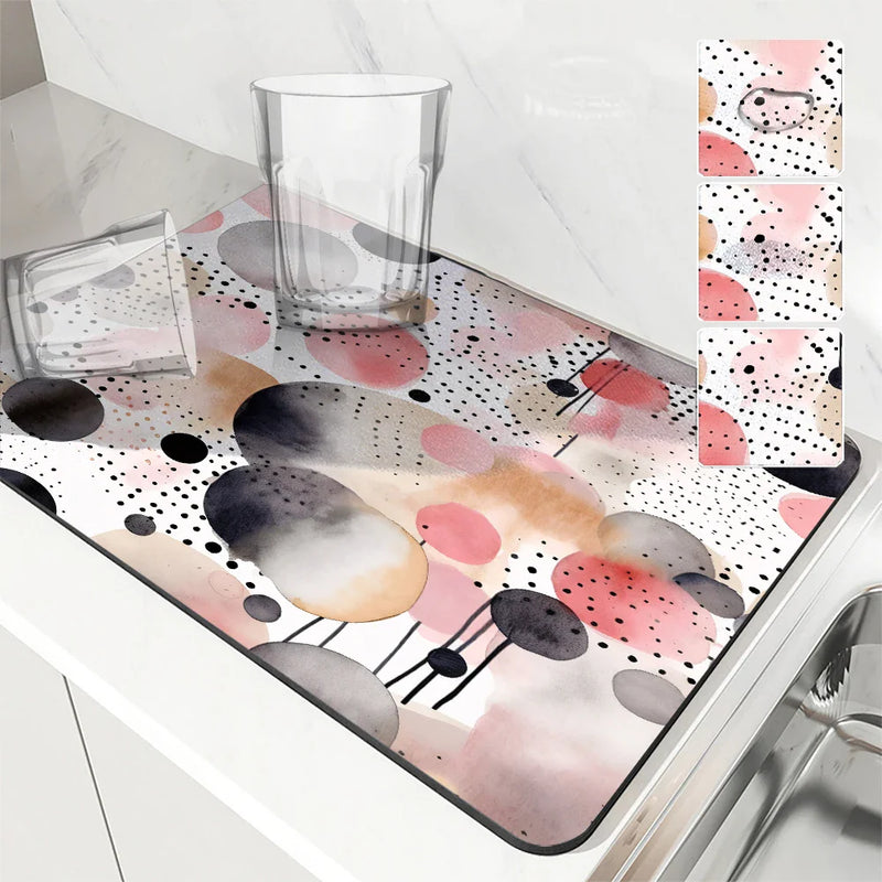 Axyaa Polka-dot Block Kitchen Drying Mat