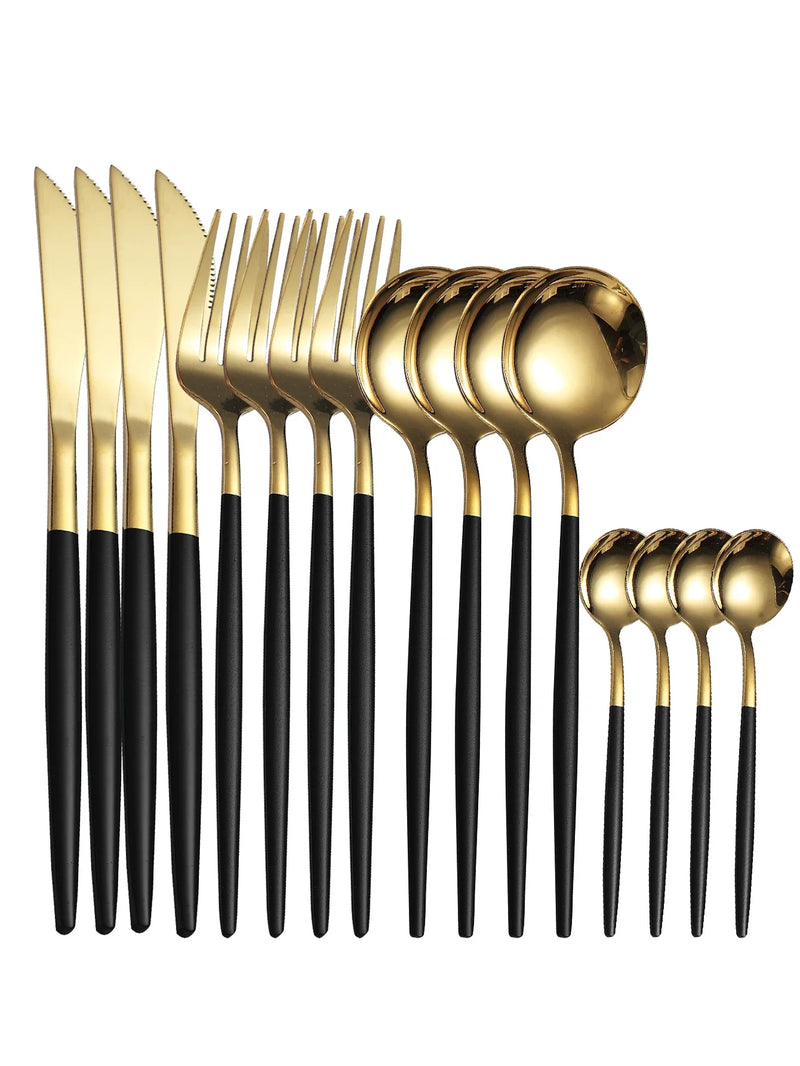 Axyaa 16-Piece Gold Cutlery Set Stainless Steel Tableware Kit