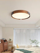 Axyaa Walnut Japanese Round Bedroom Lamp Nordic Style Modern Creative Main Room Restaurant