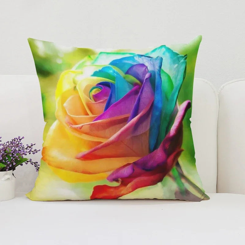 Axyaa Rose Flowers Decorative Pillow Cover 45x45 Cushion Cover Cases Home Decoration