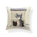 Axyaa Creative Fox Christmas Tree Cushion Cover - Retro Animal Sofa Decor Pillowcase