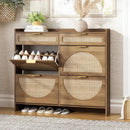 Rattan Shoe Storage Cabinet with 4 Flip Drawers & 2 Drawers by Axyaa