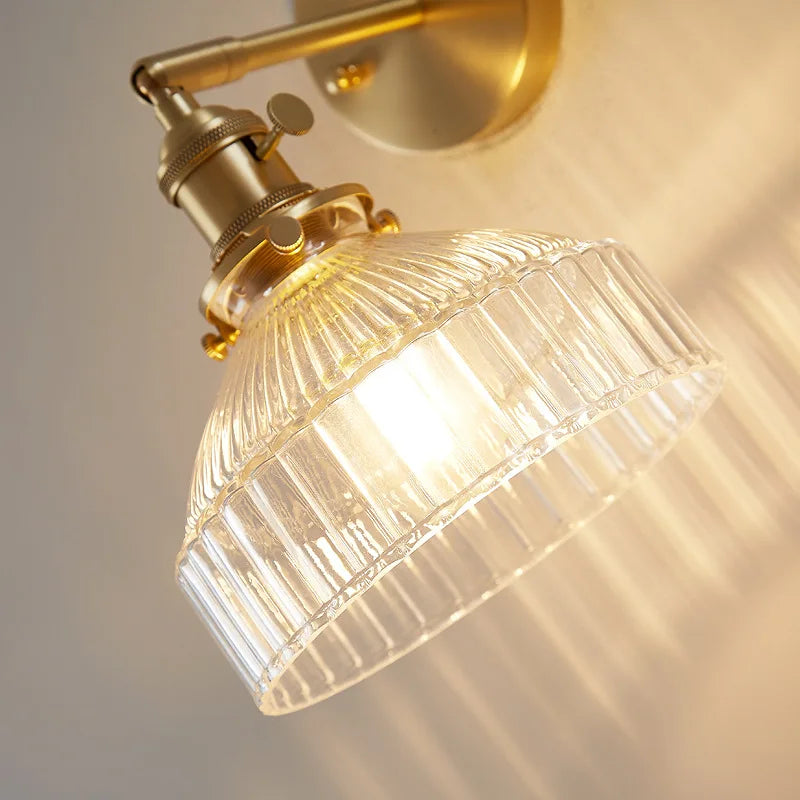 Axyaa Clear Glass LED Wall Lights Copper Pull Chain Switch Modern Wandlamp