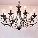 Axyaa Vintage Wrought Iron Chandelier Black Beige Metal Hanging Lamp