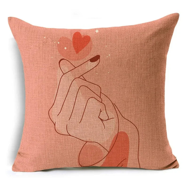 Axyaa Pink Heart Pattern Cushion Cover - 40cm/45cm & 50cm Sizes