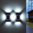 Axyaa Solar Wall Lamp: Four-Sided Glowing Outdoor Light for Villa Fence & Courtyard