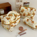 Axyaa Floral Cosmetic Bag Set - 3pcs Portable Toiletry Organizer for Women