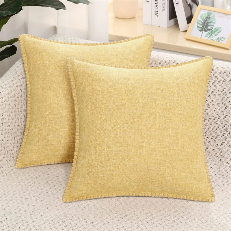 Axyaa Linen Chenille Pillow Case 50x50cm Sofa Bed Car Decorative Cushion Cover