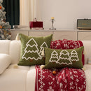 Axyaa Christmas Tree Embroidery Pillowcase Cojines Tassel Decor Sofa Throw Pillow Cover