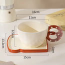 Axyaa Ceramic Bread Coffee Mug Set with Saucer - Big Easy Drinking Cups