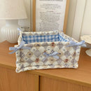 Axyaa Bear Pattern Cotton Storage Box: Cute High-capacity Desktop Basket for Home Organization