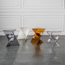 Axyaa Acrylic Geometric Design Side Table for Living Room, Sofa, Bedroom - Modern Minimalist Style