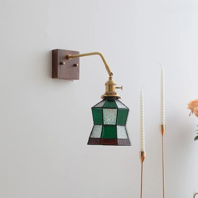 Axyaa Glass Walnut LED Wall Light Fixtures for Modern Home Decor