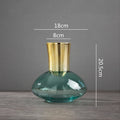 Axyaa Gold Metal Glass Vase - Round Flower Arrangement Home Decor