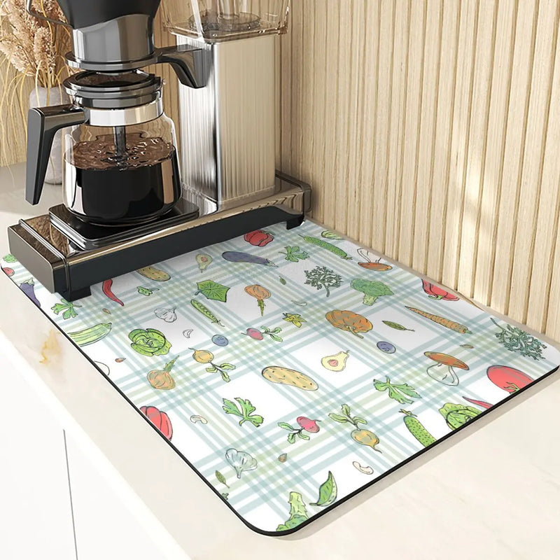 Axyaa Cartoon Pattern Kitchen Drying Mat - Non-Slip Table Coasters & Placemat