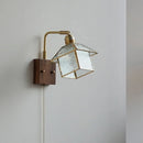 Axyaa Vintage Rotatable LED Wall Sconce Copper Walnut Blue Glass Mirror Light