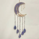 Axyaa Agate 7 Chakra Gem Dream Catcher Wall Decor Moon Gemstone Wind Chime
