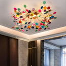 Axyaa Natural Jade Agate Leaf Ceiling Chandelier for Modern Living Room Decor