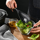 Axyaa Black Silicone Wooden Handle Kitchen Utensils Set