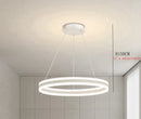 Axyaa LED Circular Chandelier: Dimmable Pendant Lamp for Dining Room, Living Room, Kitchen.