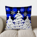 Blue Plaid Reindeer Merry Christmas Pillow Cover for Sofa Bedroom Car - Axyaa