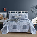 Axyaa Rustic Floral Blue Patchwork Bedding Set Coverlet Reversible White Cotton Bedspread