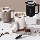 Axyaa Insulated Stainless Steel Coffee Mug with Tea Strainer, Lid, and Handle