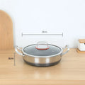 Axyaa Double Ear Stainless Steel Stew Pot with Lid, Non-Stick Pancake Baking Tray