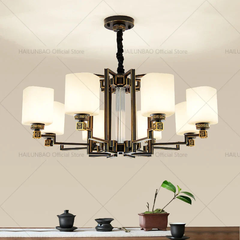 Axyaa Duplex Villa Living Room Chandelier - New Chinese High Jump Floor Lighting