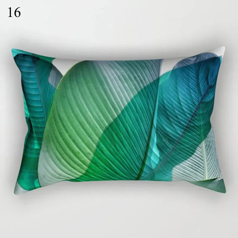Tropical Green Plant Decor Throw Pillow Cover by Axyaa for Modern Bohemian Style