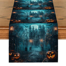 Axyaa Halloween Castle Pumpkin Head Moon Bat Street Table Runner