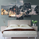 Axyaa Mountain Peak Nature Canvas Wall Art Print - Golden Hour Landscape Home Decor