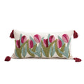 Axyaa Floral Alpaca Elephant Embroidered Lumbar Pillow Cover - Boho Style