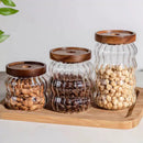 Axyaa Striped Glass Airtight Canister for Kitchen Storage - Coffee Beans, Grains, Candy Jar