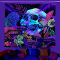 Axyaa Psychedelic Skull Head UV Reactive Tapestry Wall Hanging