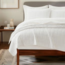 Axyaa Cotton Box Stitch Quilt Set King, 3-Piece Lightweight Cozy Coverlet